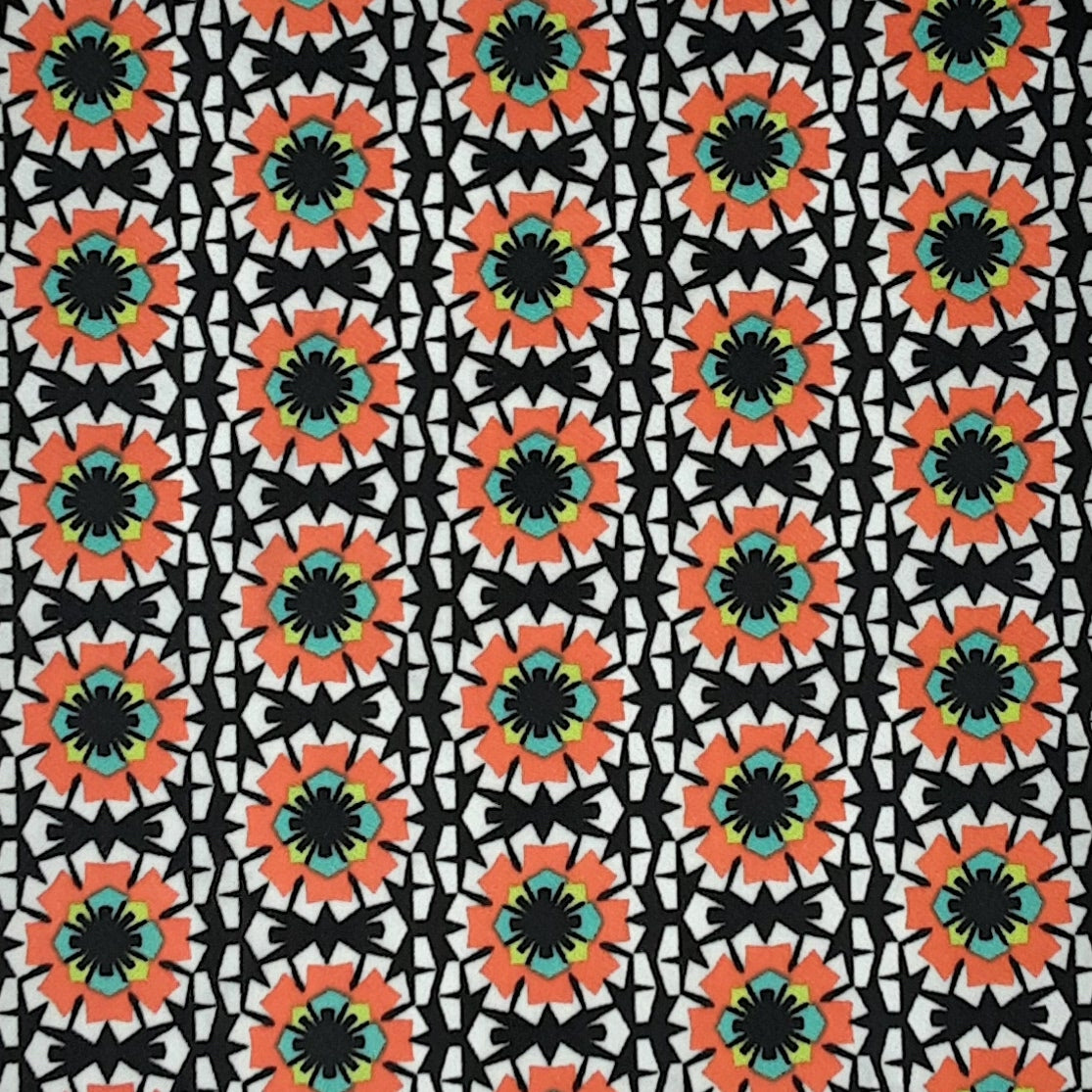 BLACK/CORAL/MINT Liverpool Fabric