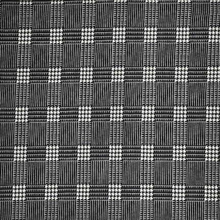 Houndstooth Small Plaid Black/White Liverpool Fabric