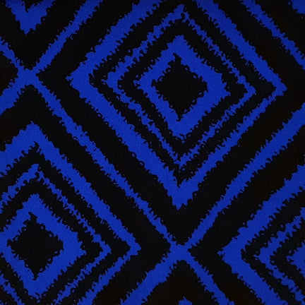 Hypno Geometric Neon Blue/Black Liverpool Fabric