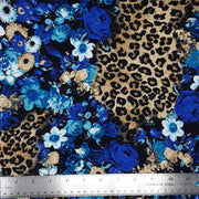 Floral Animal Skin Blue/Beige/Black Rayon Challis