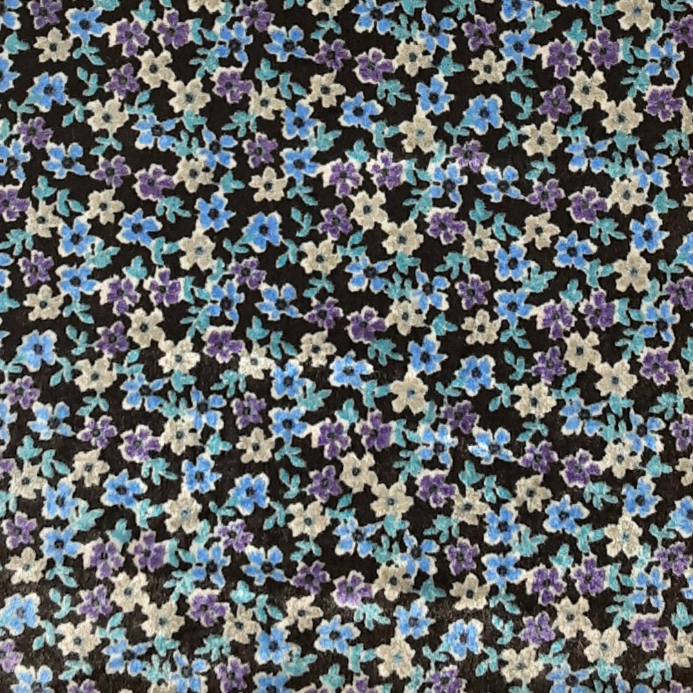 Multi Floral Teal Crushed Velvet Print