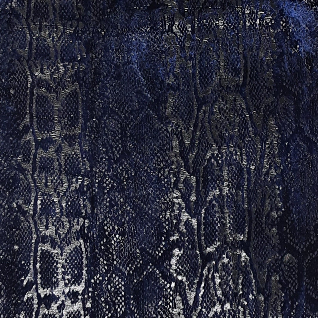 Navy Snake Embossed Velvet Print