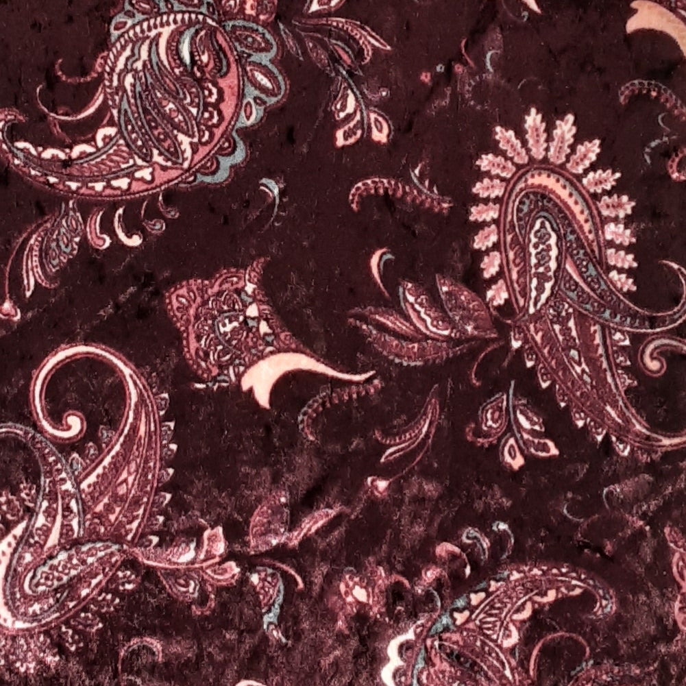 Paisley Wine Crushed Velvet Print