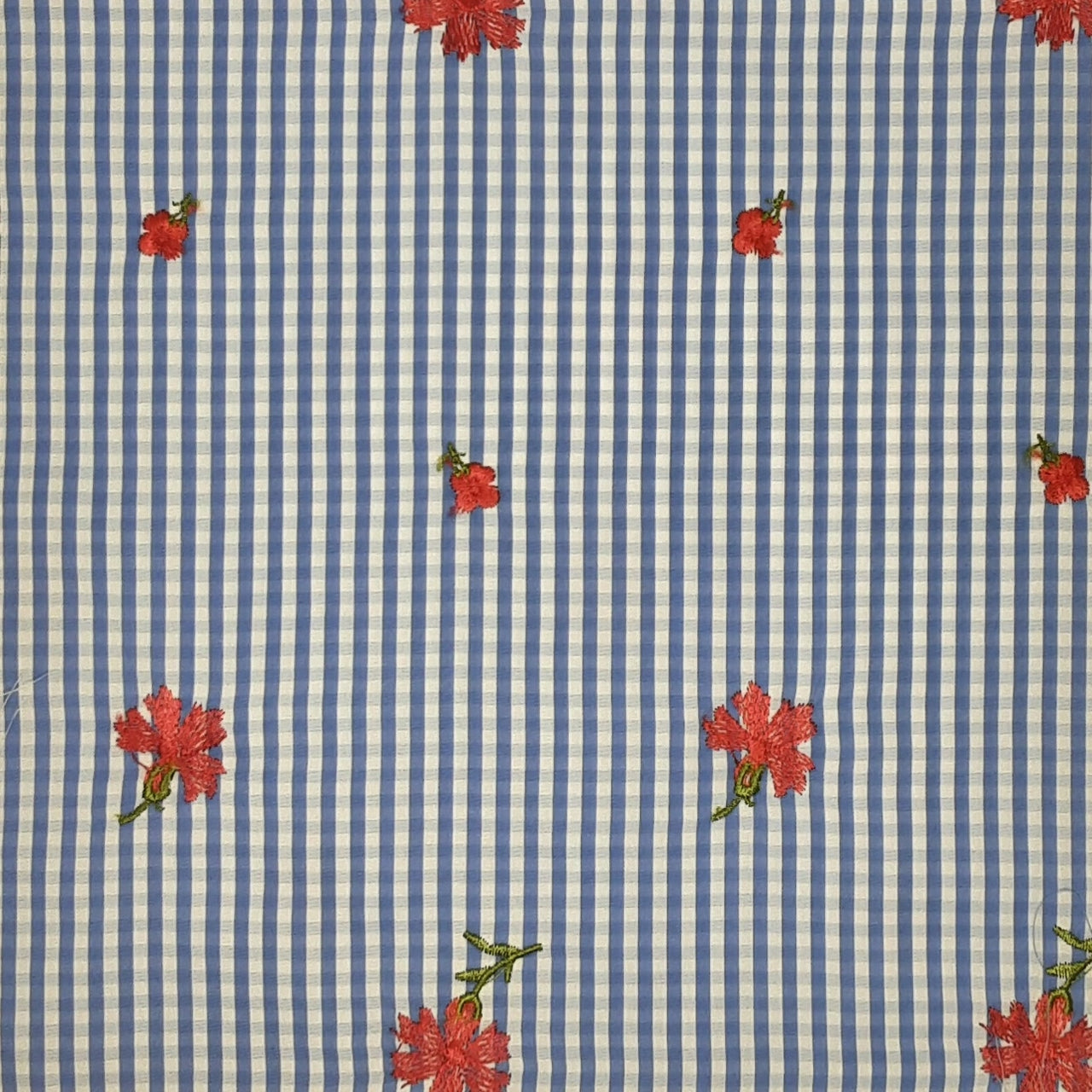 LT-BLUE SIMPLE PLAID POLYESTER EMBROIDERY